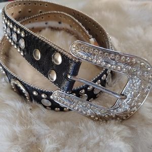 Black Embellished Horseshoe Western Belt
